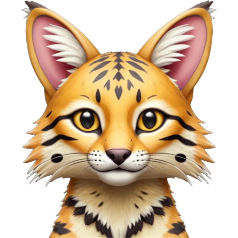 Hyper-realistic Colorful Soft Smooth Bobcat-Tiger-Numbat-Serval-Genet-Fakémon-fusion-hybrid-creature emoji