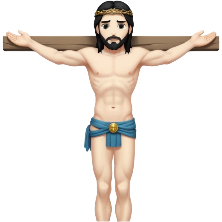 jesus-body-on-the-cross, with black edgy hair emoji