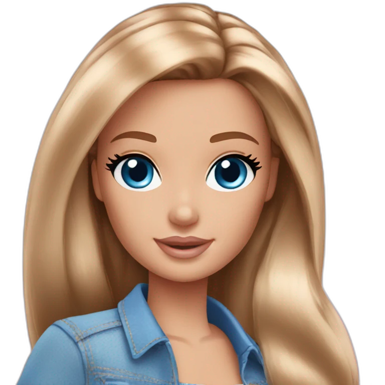 Barbie long brown hair blue eyes emoji