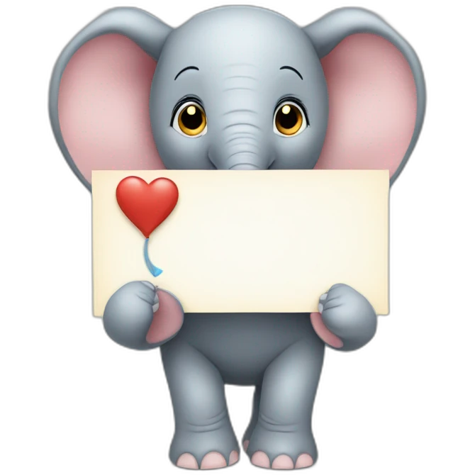 Animated baby elephant holding a sign with "#1 Fan" on it emoji