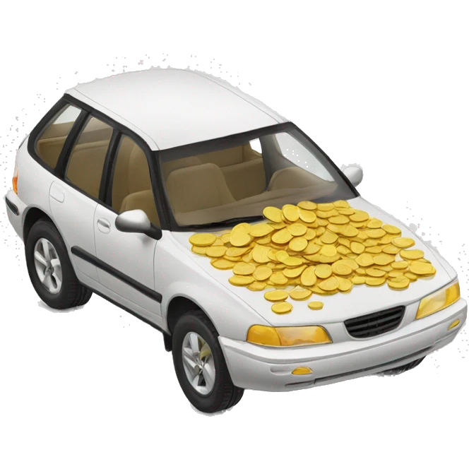 car brimming with gold coins emoji