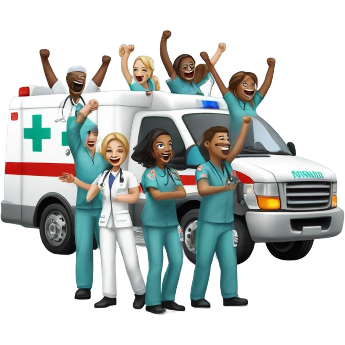 Ambulance team cheering  emoji