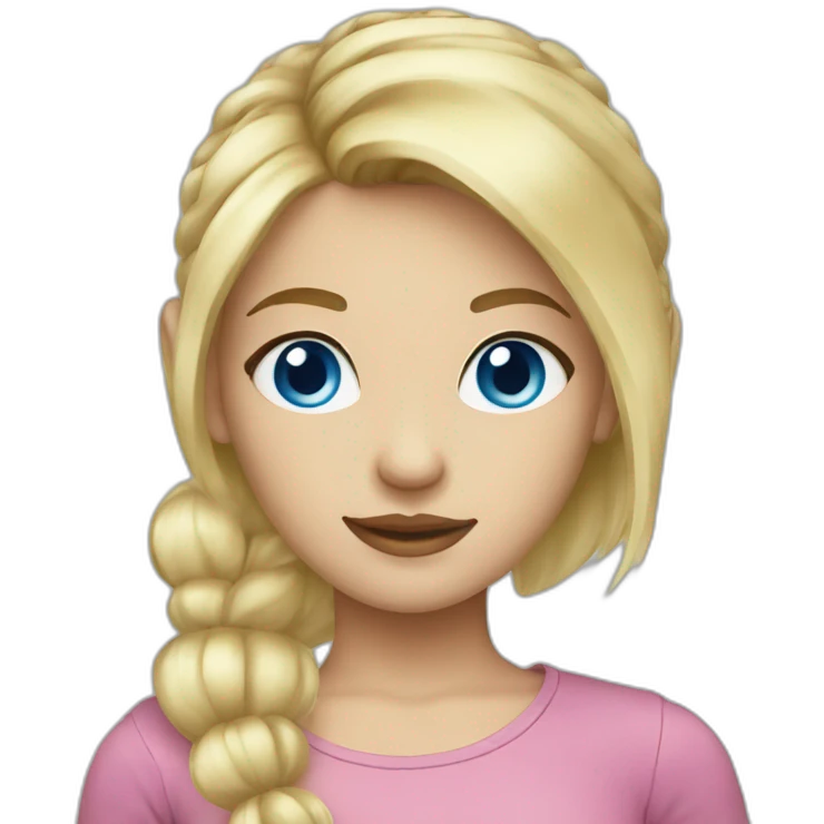 Blue eyes blonde girl bangs and ponytail emoji