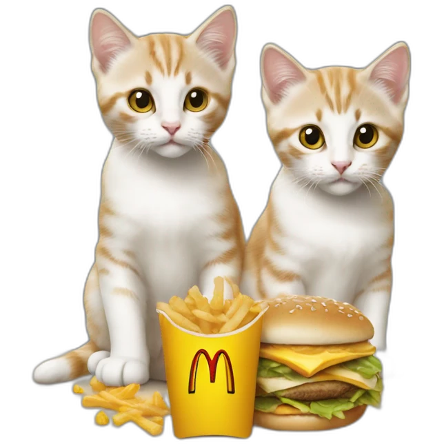 Two kittens eats macdonalds emoji