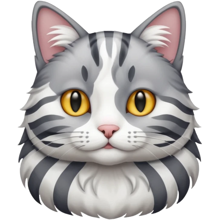 gato con rayas blancas y grises, distintos tonos  emoji