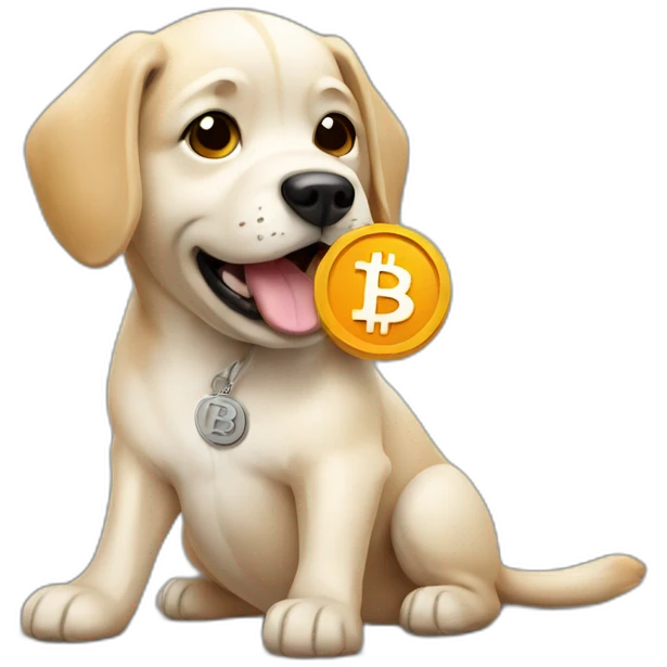 Dog whit bitcoin  emoji