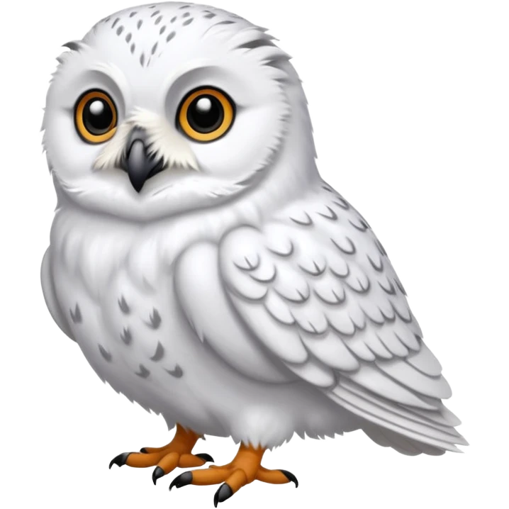 White Snowy Arctic Collared Lemming-Snowy-Owl-hybrid, full body emoji