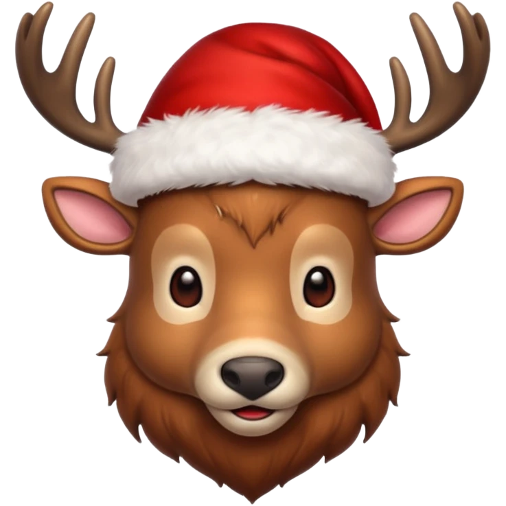 deer wearing red hat of santa claus emoji