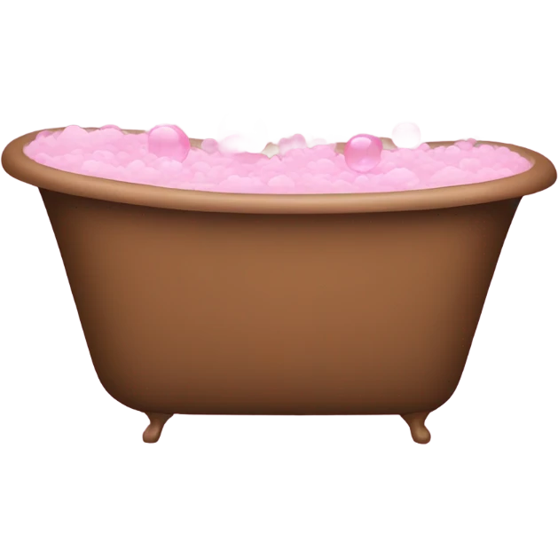 Brown bathtub with pink bubbles emoji