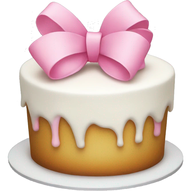White cake with a pink bow  emoji