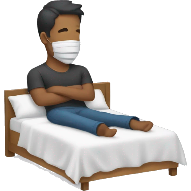 A man have mask and sleeping on bed emoji
