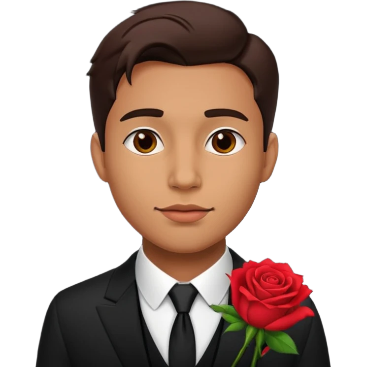 ramantic man with a rose in his mouth emoji