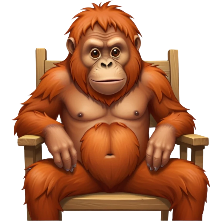 Ugly orangutan on a week chair that look autistic emoji