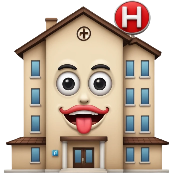 dessiner un batiment Hotel, met une pancarte "H", rajoute un visage (yeux et bouche)de fou emoji