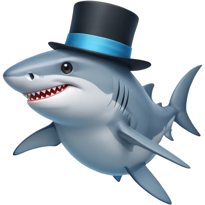 Shark with a top hat emoji