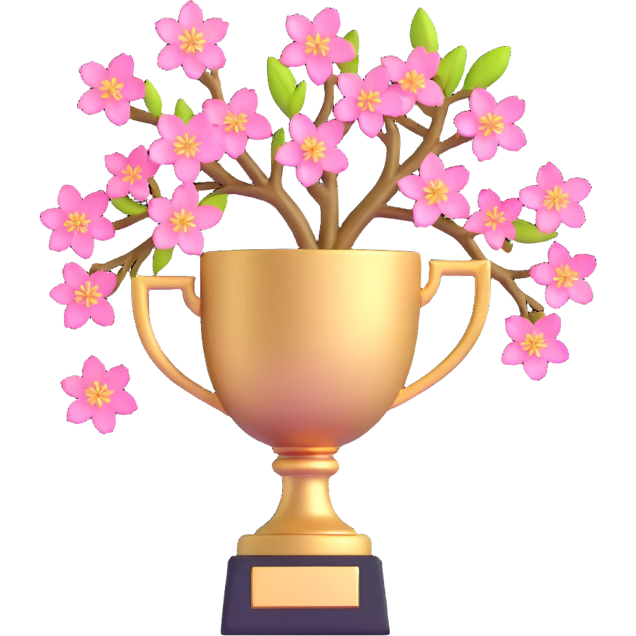 golden spring trophy with cherry blossoms emoji