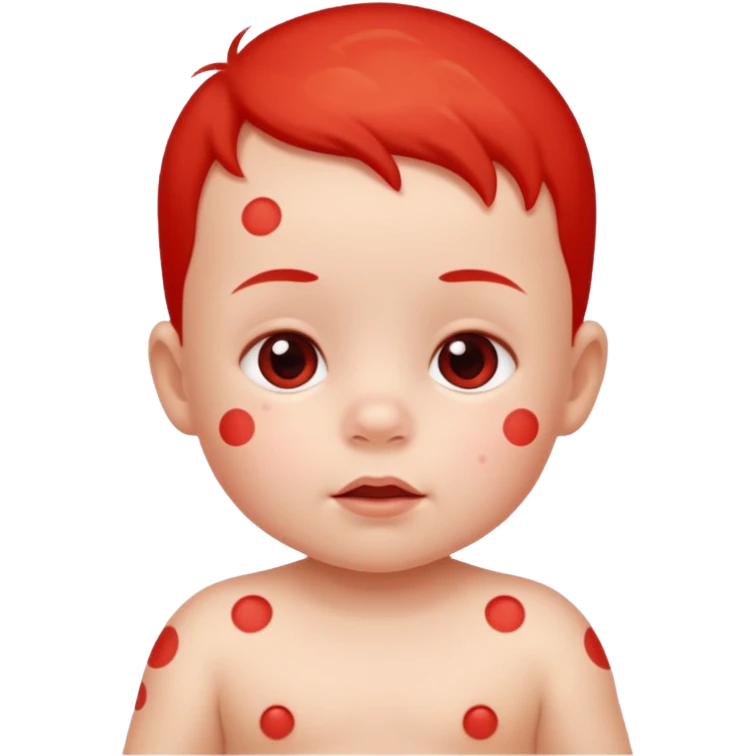bebe com bolinhas vermelhas pequenas pelo corpo  emoji