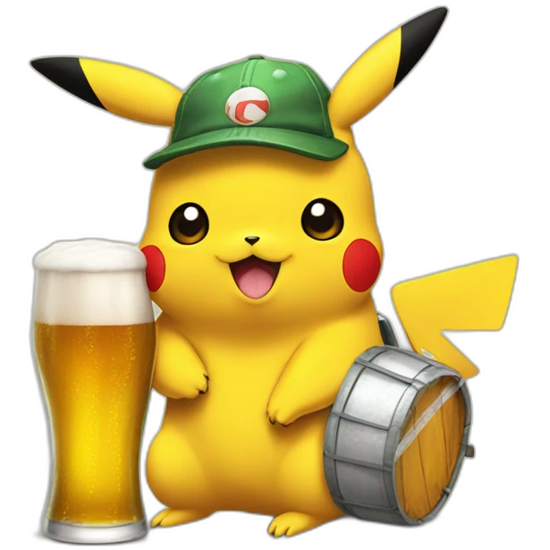 Pikachu avec une bière emoji