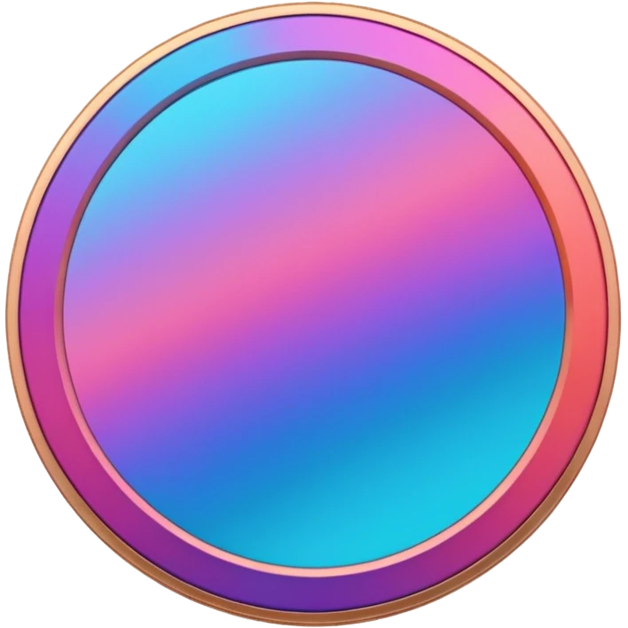 
coin color in in gradient of turquoise, blue, pink, purple, and coral metal texture
Rotate coin 125 degree  3d effect emoji