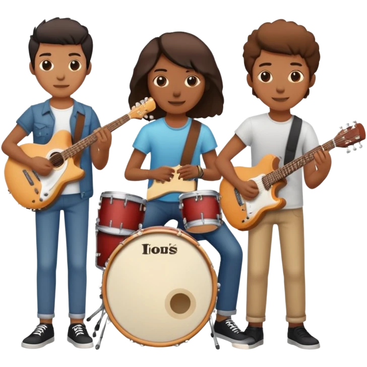 group of indie musicians with guitars, keyboards, and drums emoji
