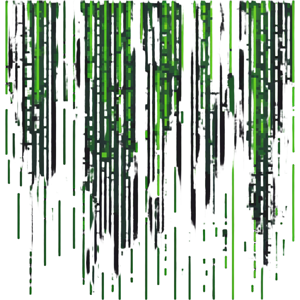 Neo from The Matrix with green digital code raining down, pixel style emoji