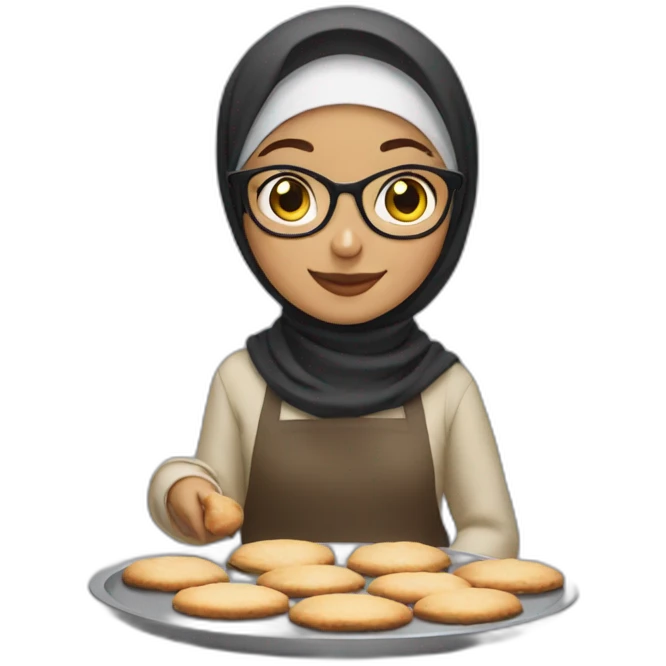hijabi girl with glasses baking some cookies emoji