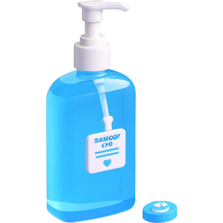 blue Touchland hand sanitizer, 3D style, vibrant, product icon emoji