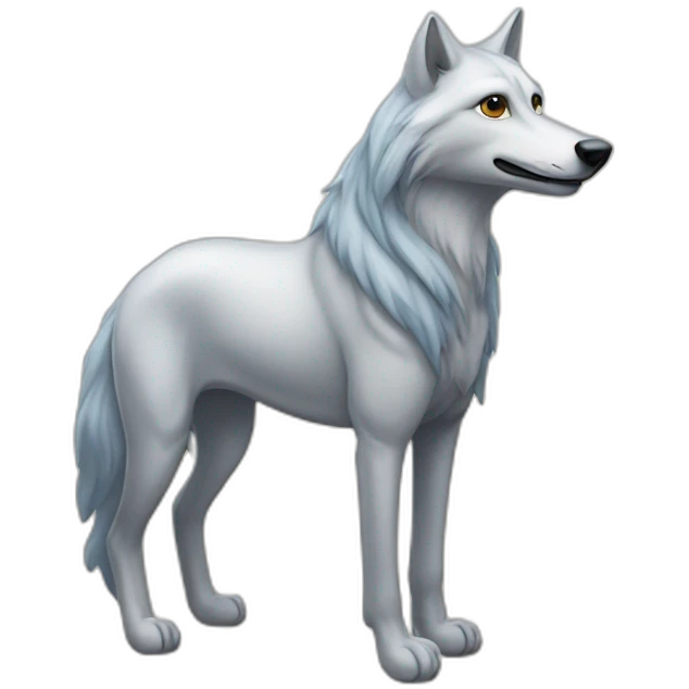 Un loup sur une licorne emoji