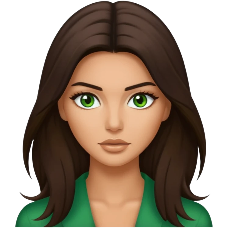 Kendal Jenner with green eyes tan skin long hair model woman emoji