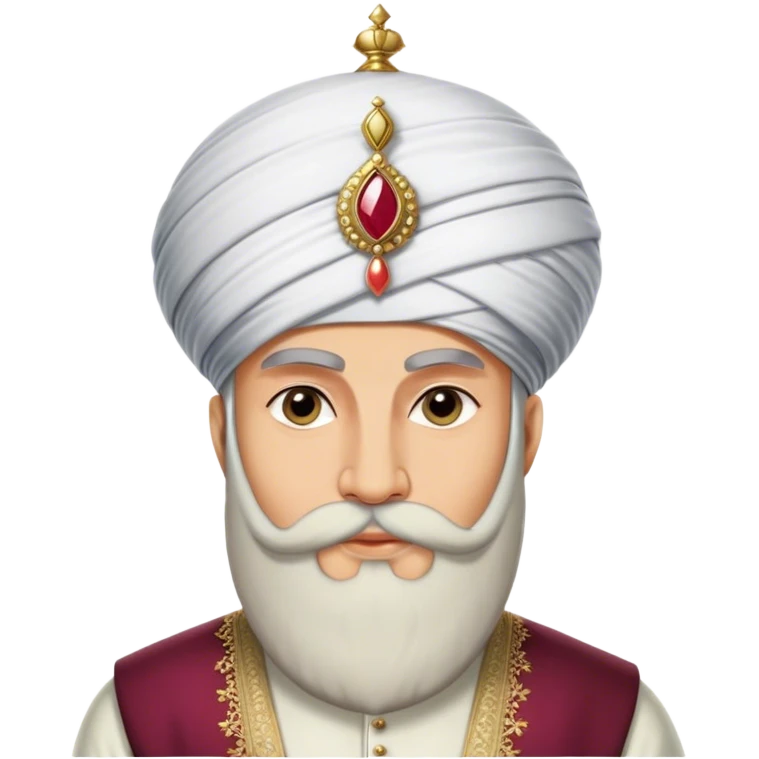​Cinematic Realistic Portrait of Suleiman the Magnificent, depicted as a regal Ottoman sultan adorned with a large, white, round, tall turban and a majesti beard, his commanding gaze bathed in warm, historic lighting that exudes timeless authority and grandeur, emoji