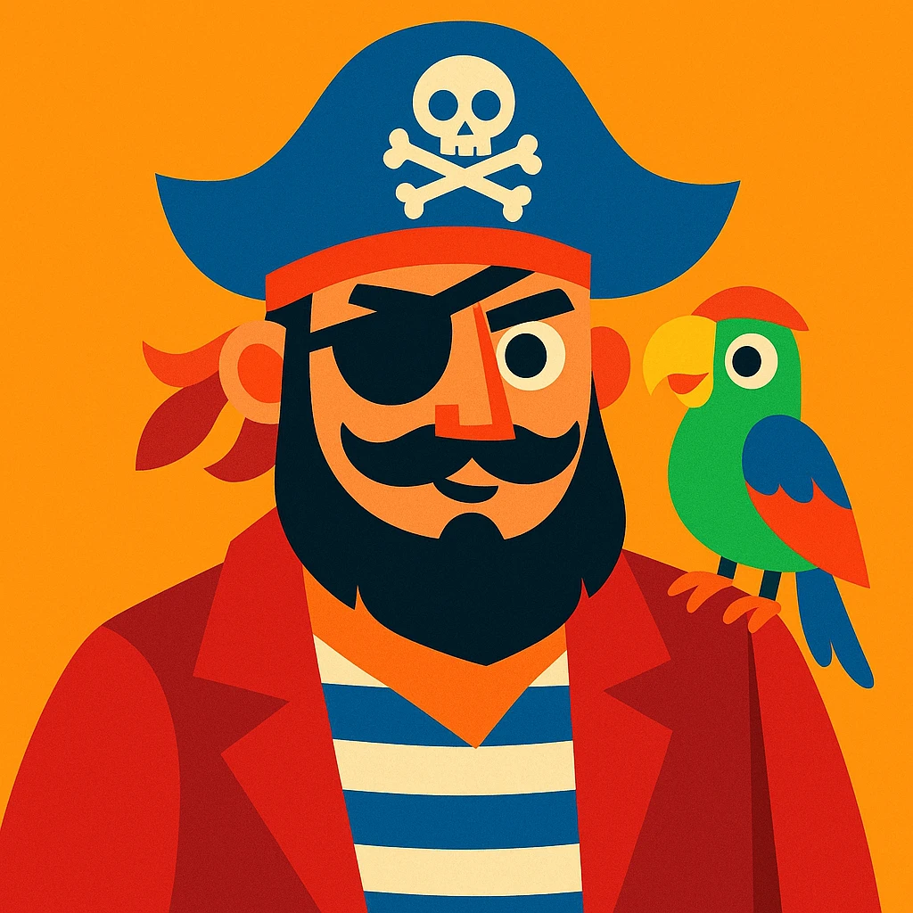pirate with eye patch and parrot emoji