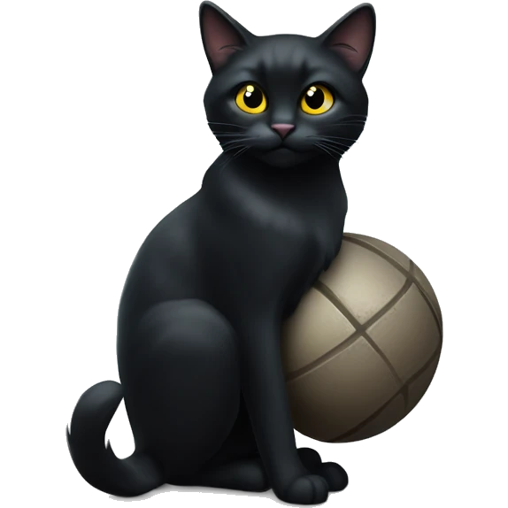 un chat noir assi avec une boule de cristal emoji