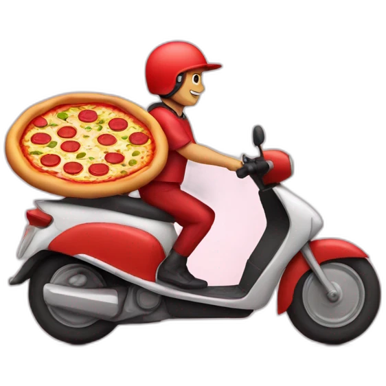 pizza delivery in pizza shape scooter emoji