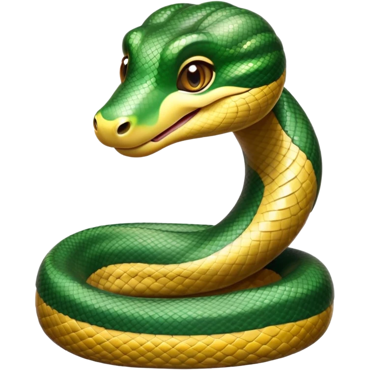 cinematic-cute-anaconda-portrait-emoji,-head-tilted-playfully-and-inquisitively,-with-a-sleek,-shimmering-body-adorned-with-detailed-scale-sriped patterns-and-round,-sparkling-eyes-full-of-wonder,-simplified-yet-irresistibly-adorable-features emoji
