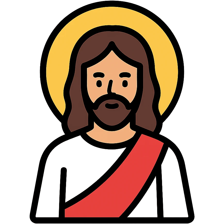 icon of Jesús with a halo, stylized and clean lines, minimal color emoji