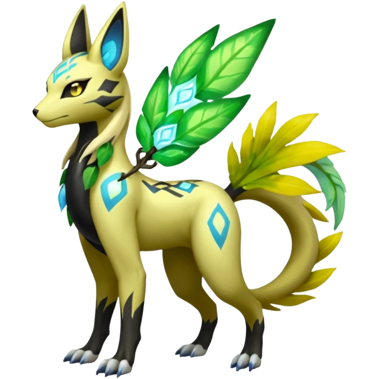  Exotic Ivy Meloetta-Zygarde-Zeraora-Renamon-Protogen-Palkia-hybrid-fusion-Fakémon-creature, full body emoji