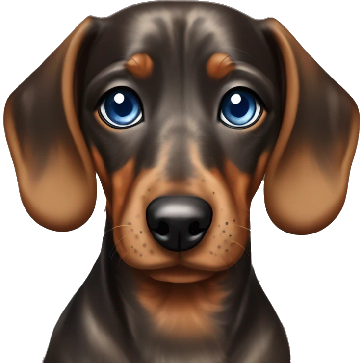 brindle dachshund with one blue eye and one brown eye  emoji