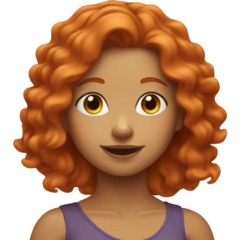 redhead girl with wavy hair doing yoga emoji