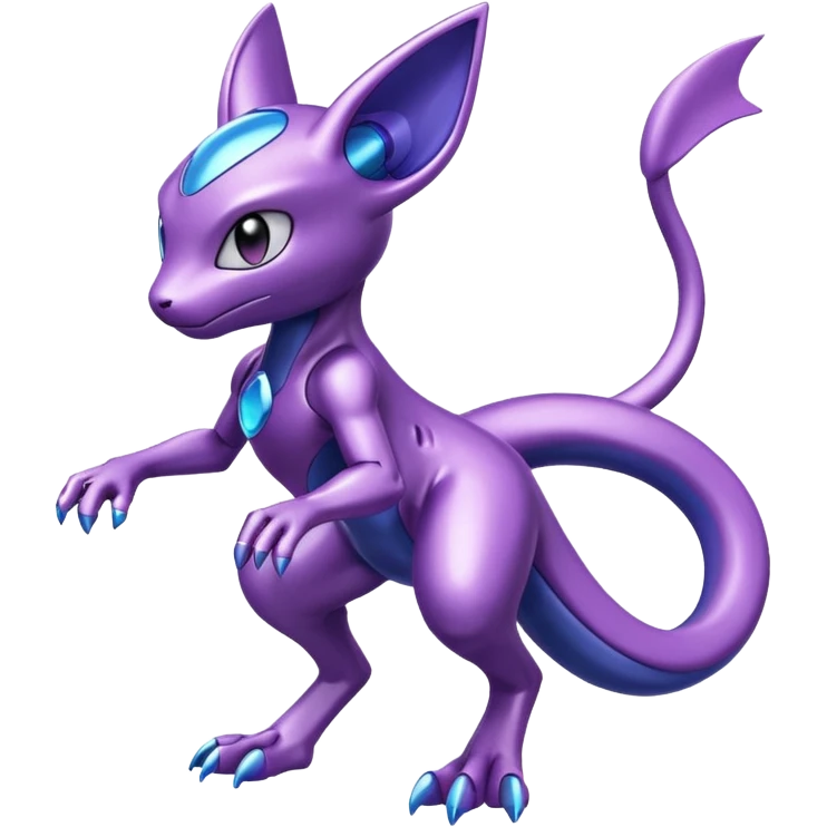 Shiny Anthropomorphic  Genesect-Mewtwo-Fakémon-hybrid-creature (full body)  emoji
