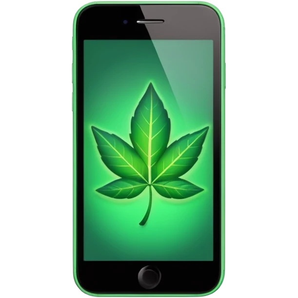 smartphone with a leaf symbol on the screen emoji
