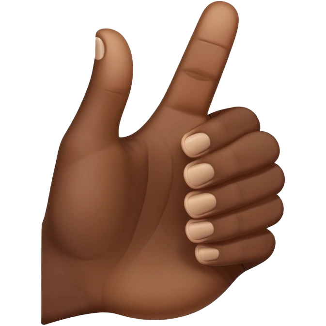 A dark skin tone thumbs up gesture with a subtle light skin tone gradient at the edge emoji