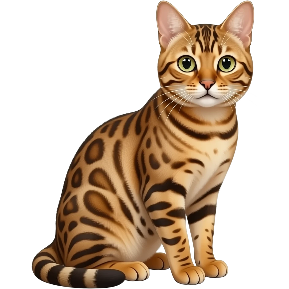 Realistic sitting slim thin beautiful beautiful fine aesthetic Bengal cat emoji