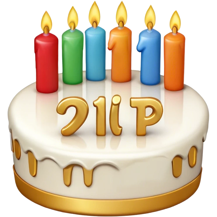 A mathematical Pi number that is celebrating a birthday with a cake emoji