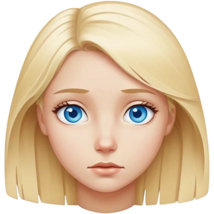  blond girl blue eyes with a Beautiful finish had  psychological problems  emoji