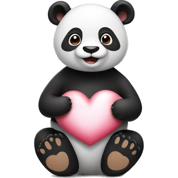 Panda holding a heart emoji