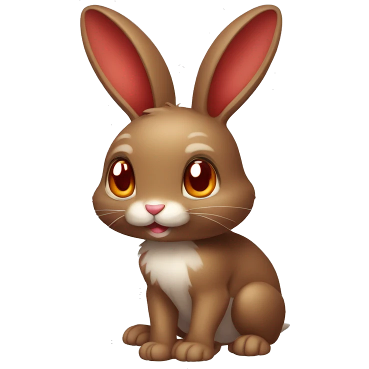Cute,Shiny, Brown, Normal-type-Ground-type Bunny-Fakémon with Dark-Red eyes, full body emoji