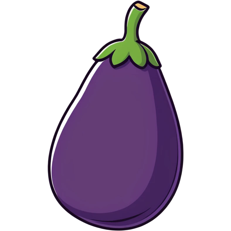 eggplant, cartoonish sticker style emoji