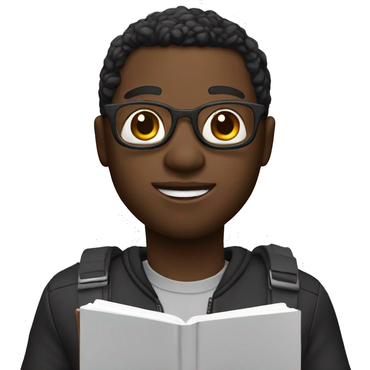 black memoji with notebook and a pencil in his hand emoji