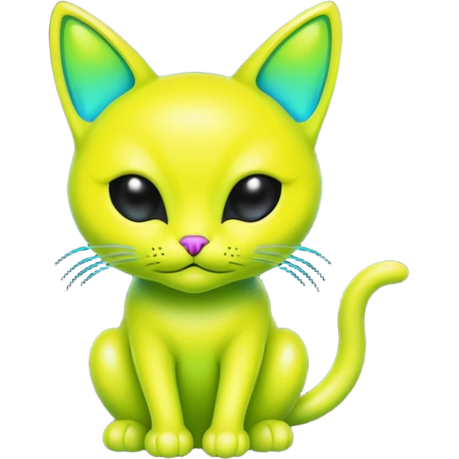 neon yellow alien cat emoji