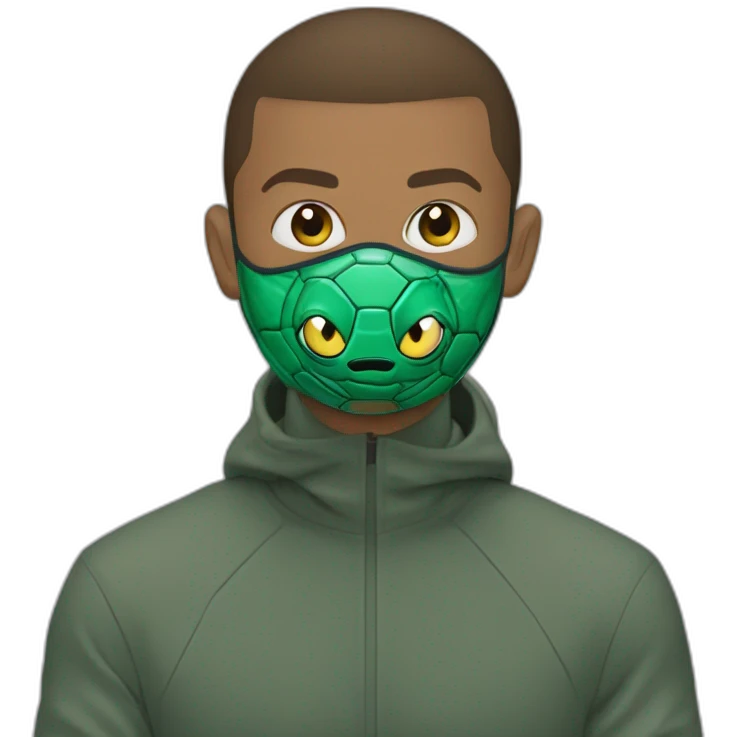 Kyllian Mbappé avec un masque de tortue ninja emoji